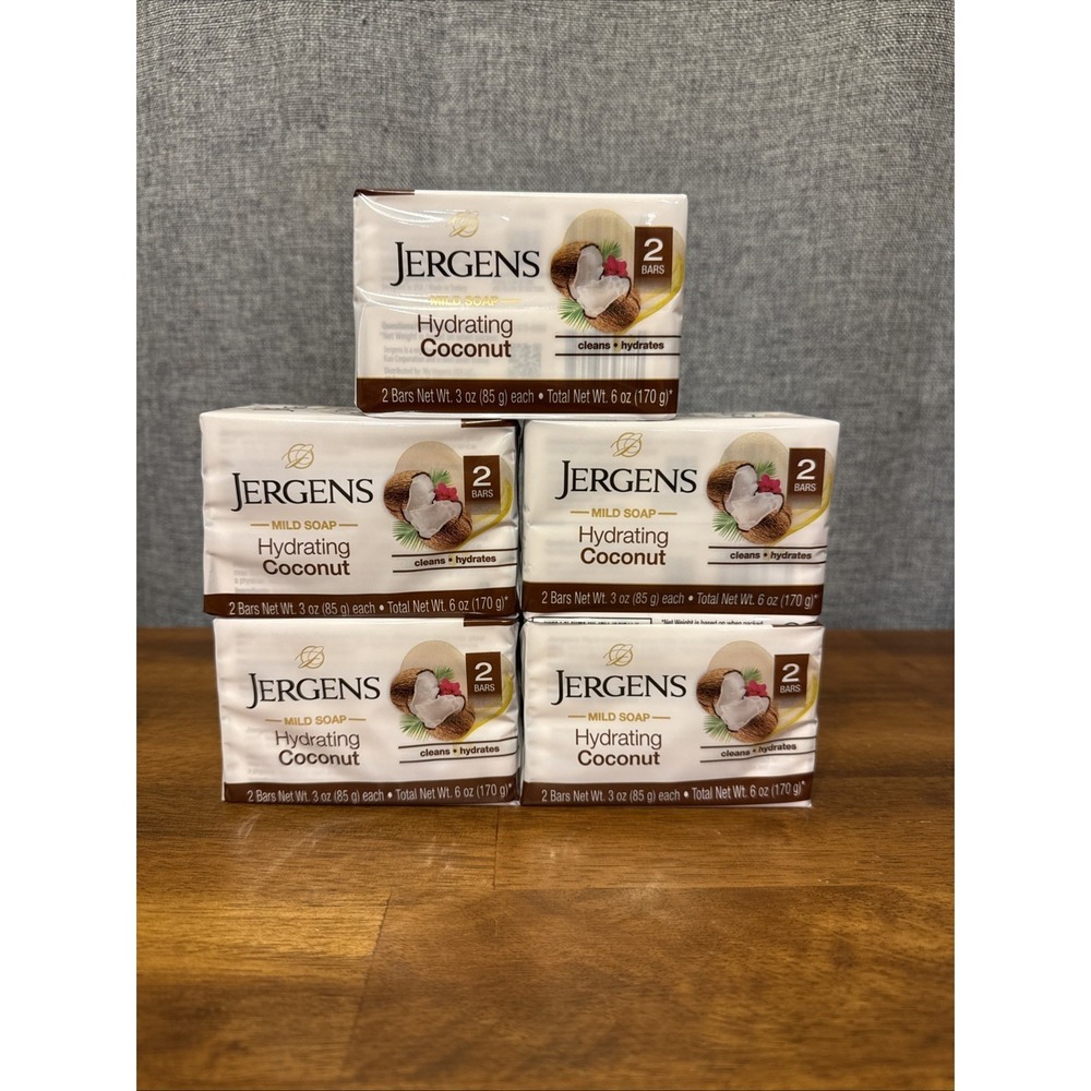 10 Bars Jergens Hydrating Coconut Mild Soap 5 Packs With 2 Bars in Each‎ 3oz New